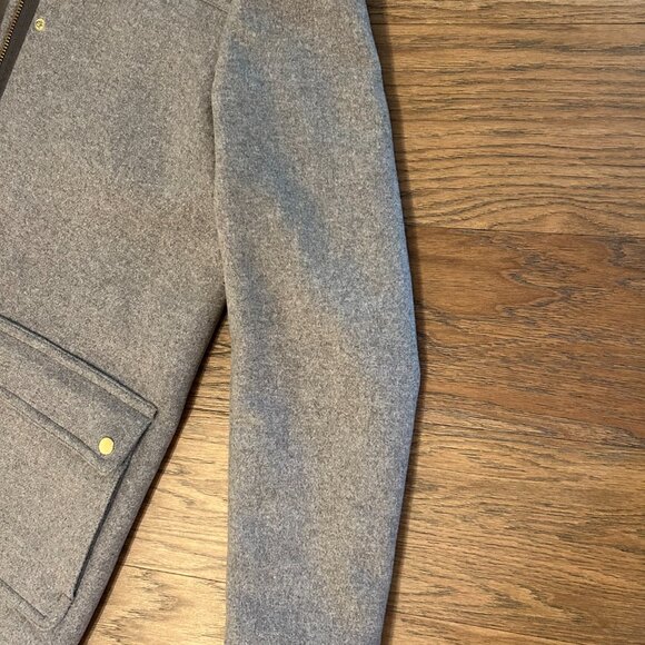 J. Crew Factory Gray Pea Coat with Faux Fur Trim - Picture 7 of 7